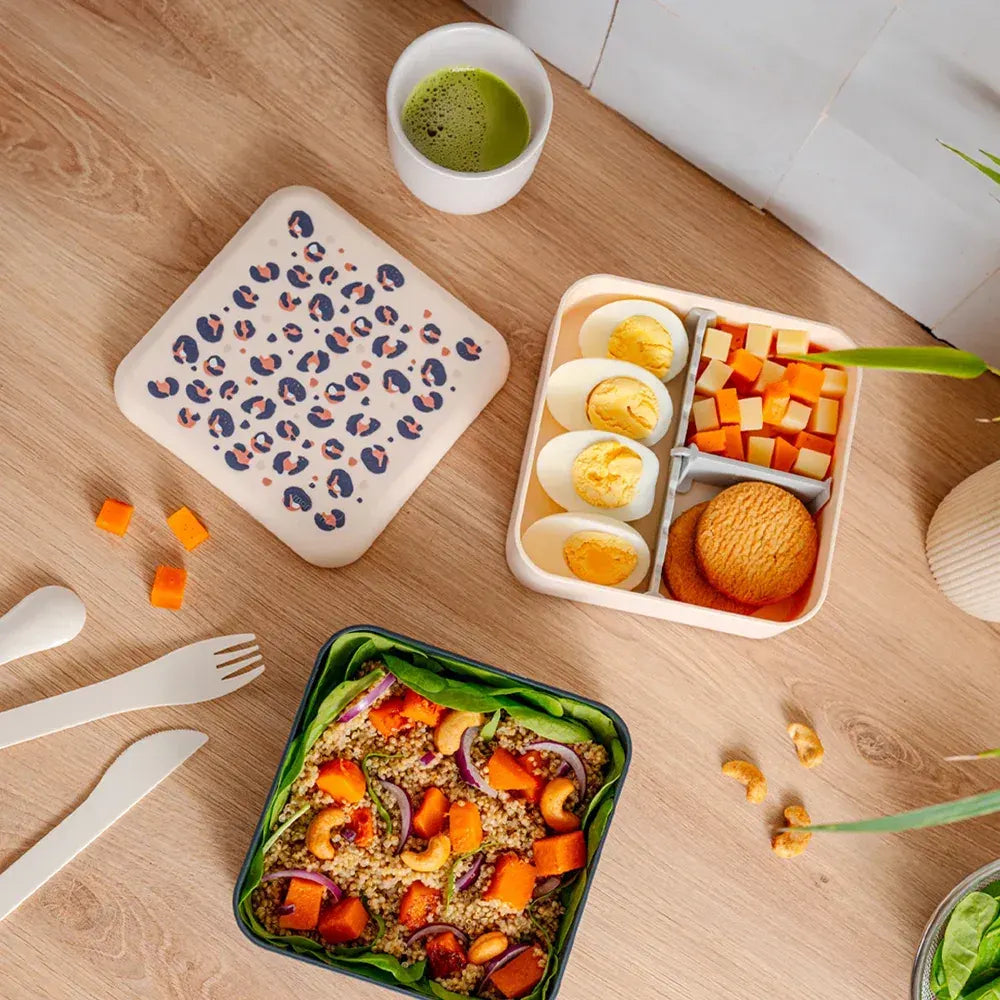 Monbento Flex - The 2 Compartment Lunch Box with Cutlery - Leopard - Image 2