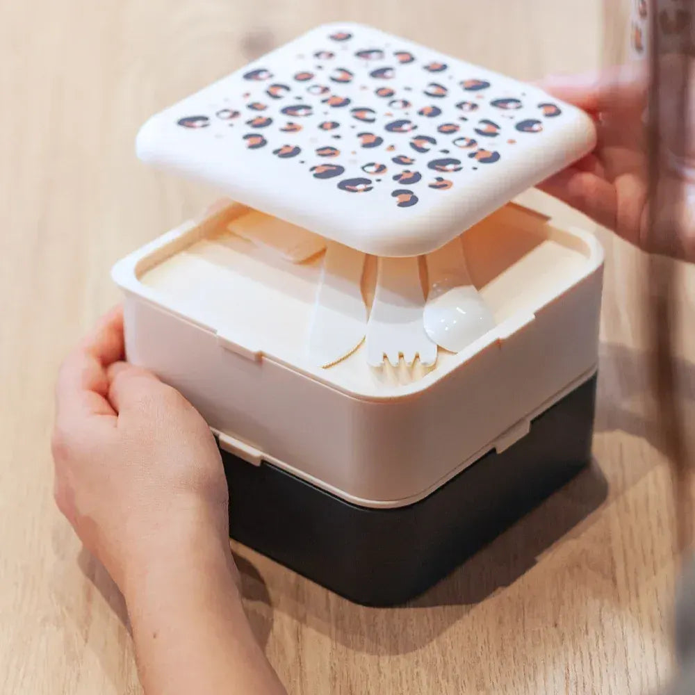 Monbento Flex - The 2 Compartment Lunch Box with Cutlery - Leopard - Image 4