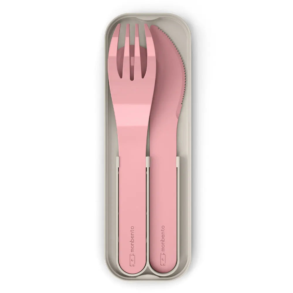Monbento Mb Pocket Plastic Cutlery Set - Colour Pink Blush