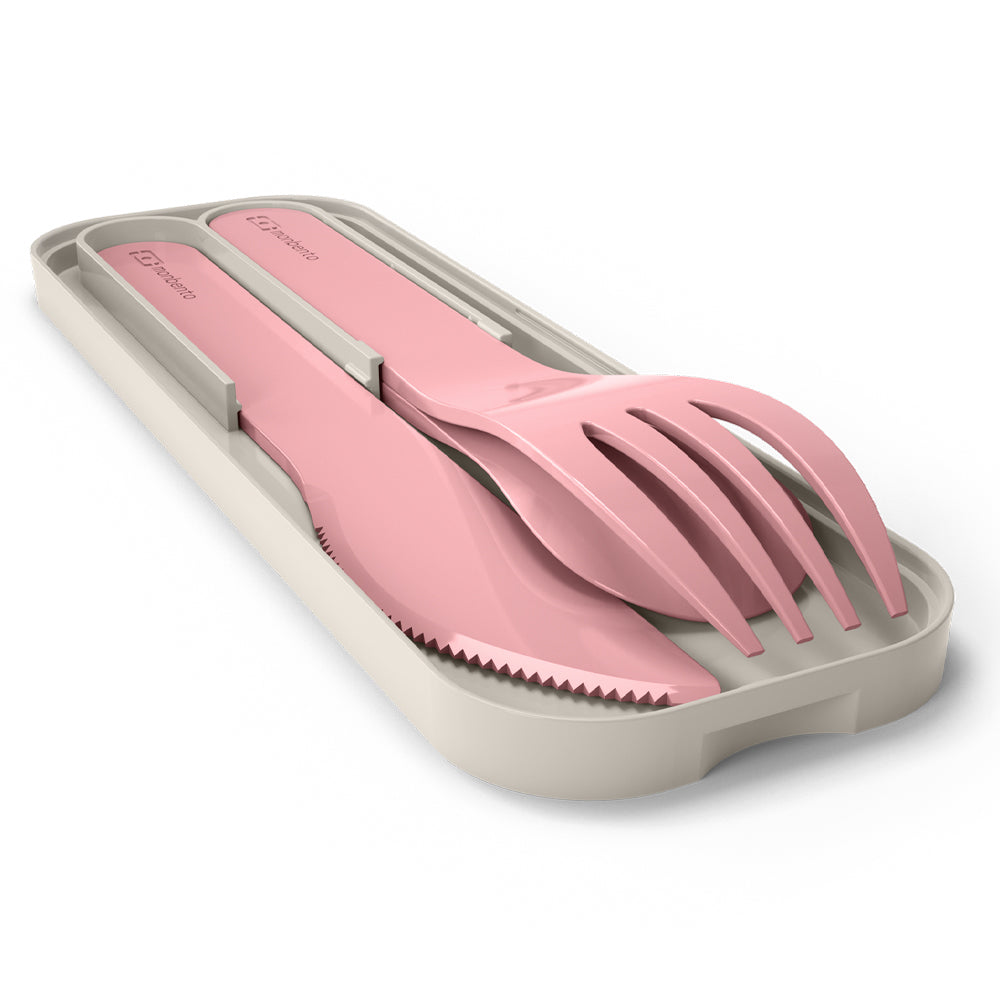 Monbento Mb Pocket Plastic Cutlery Set - Colour Pink Blush - Image 3