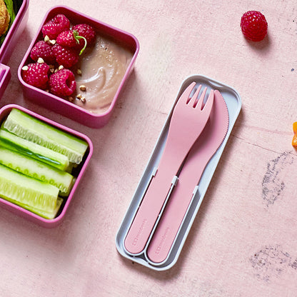 Monbento Mb Pocket Plastic Cutlery Set - Colour Pink Blush - Image 4