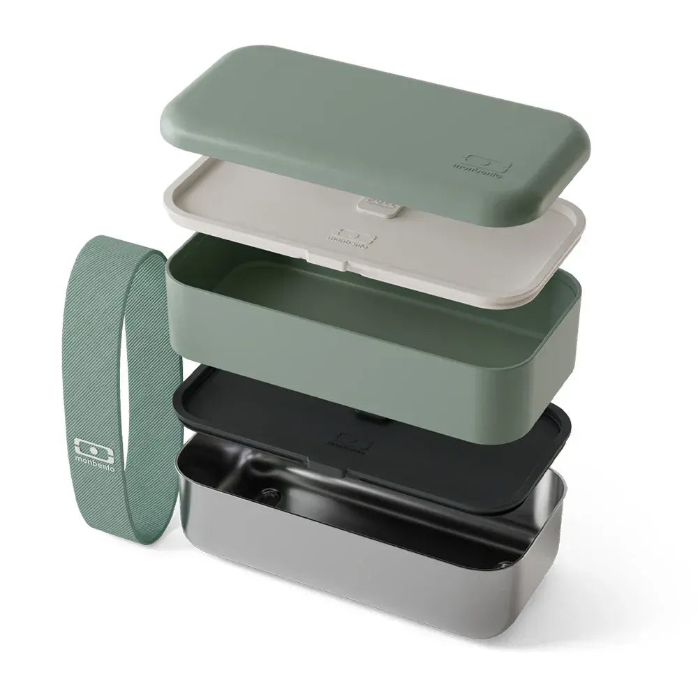 Monbento Mb Sense Original The Two-Tier Metal Food Container Sense Original - Natural Green - Image 3