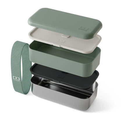 Monbento Mb Sense Original The Two-Tier Metal Food Container Sense Original - Natural Green - Image 3