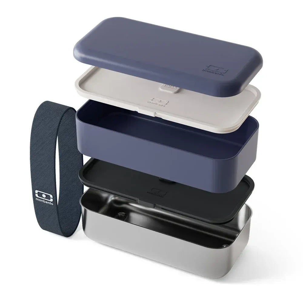 Monbento Mb Sense Original The Two-Tier Metal Food Container Sense Original - Natural Blue - Image 3