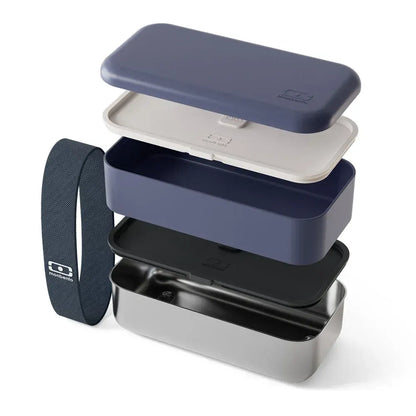 Monbento Mb Sense Original The Two-Tier Metal Food Container Sense Original - Natural Blue - Image 3