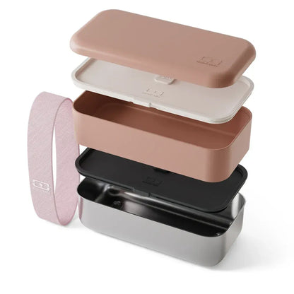 Monbento Mb Sense Original The Two-Tier Metal Food Container Sense Original - Pink Moka - Image 3