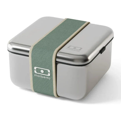 Monbento Mb Sense L The Microwave-Safe Metal Lunch Box - Natural Green