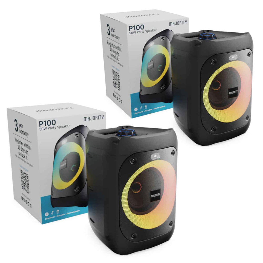 Majority PS100 - Bundled Party Speaker 40w Bluetooth Karaoke-DJ-Party-PA System - Black - Image 2