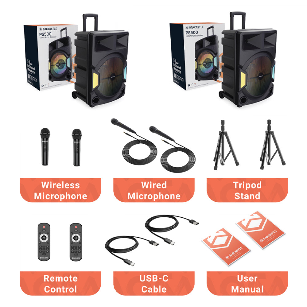 Majority PS500 - Bundled PA System 150w Bluetooth Karaoke-DJ-Party-PA System - Black - Image 3
