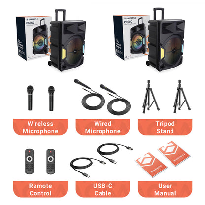 Majority PS500 - Bundled PA System 150w Bluetooth Karaoke-DJ-Party-PA System - Black - Image 3