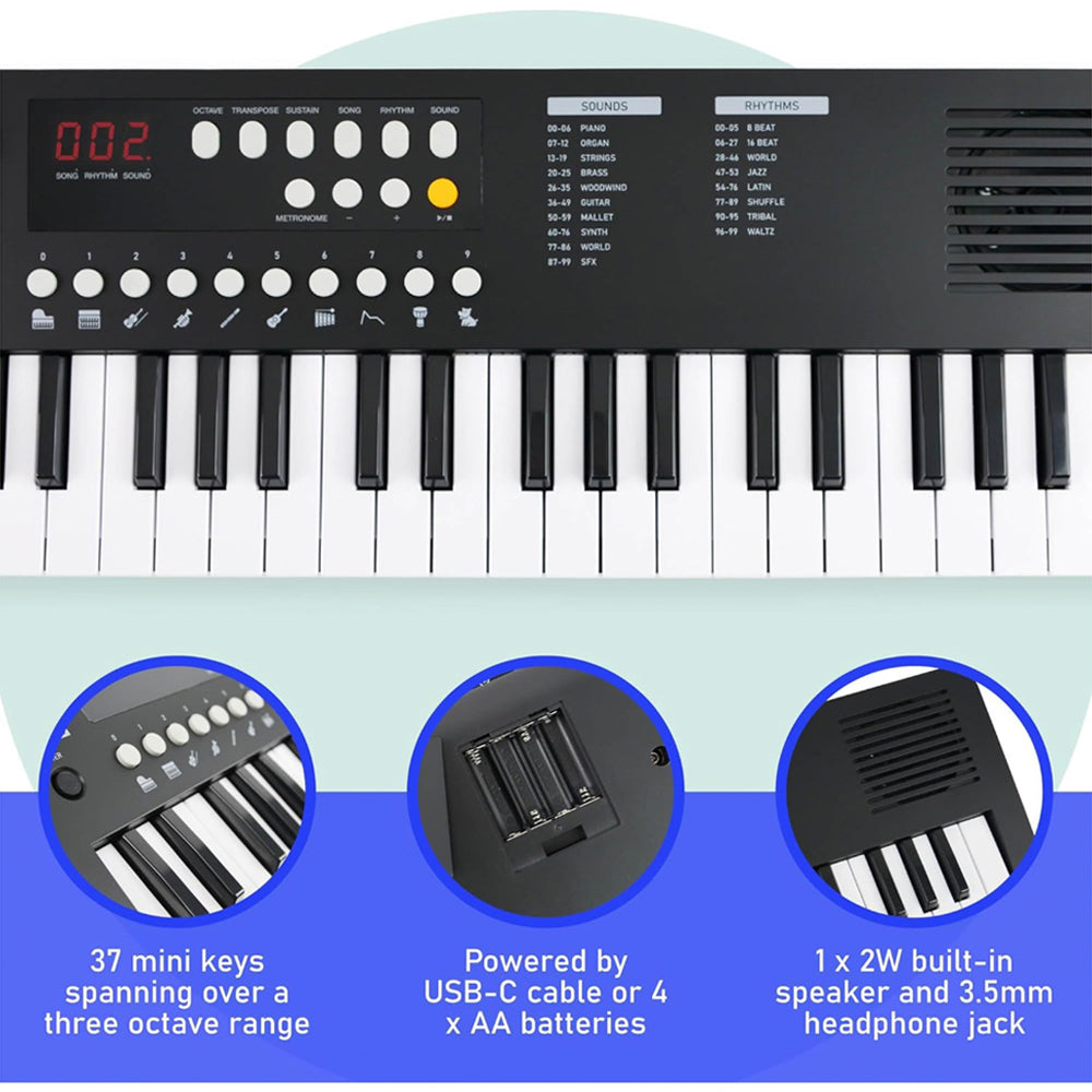 Axus Mini Keyboard 37 Key Keyboard - Black - Image 2