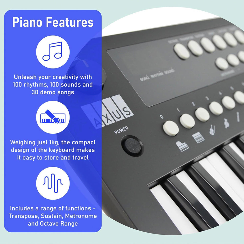 Axus Mini Keyboard 37 Key Keyboard - Black - Image 3