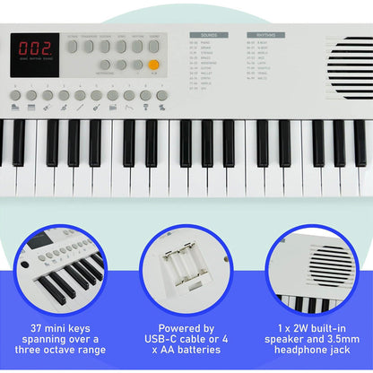 Axus Mini Keyboard 37 Key Keyboard - White - Image 2