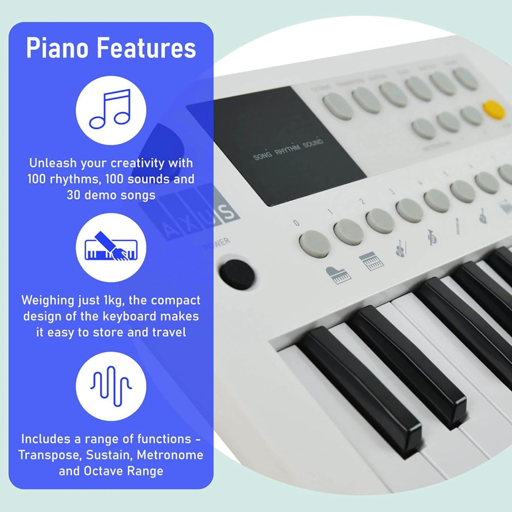 Axus Mini Keyboard 37 Key Keyboard - White - Image 3