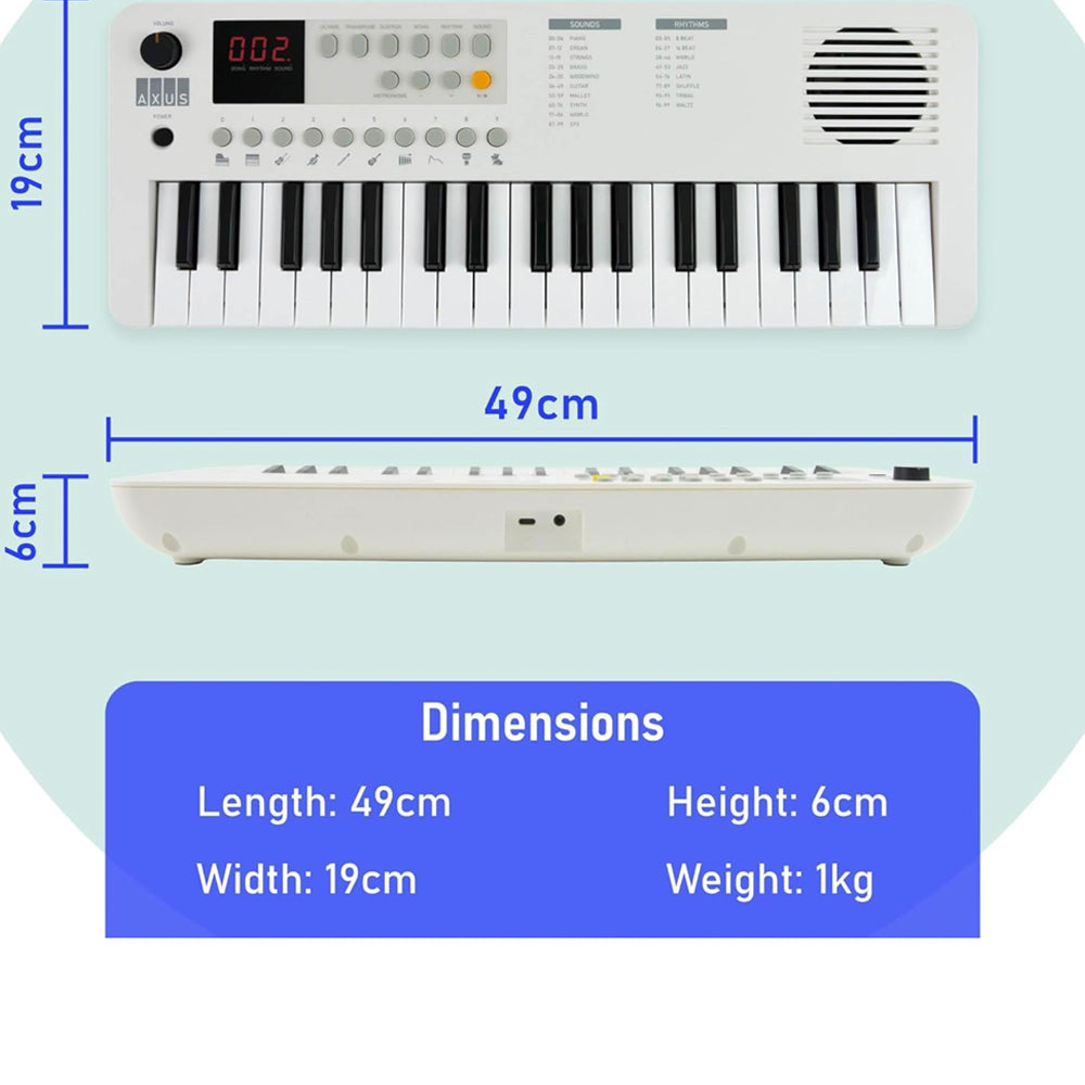 Axus Mini Keyboard 37 Key Keyboard - White - Image 4