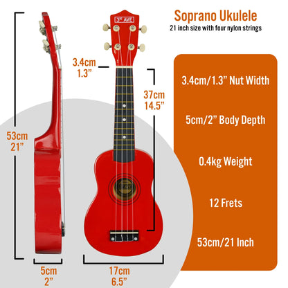 3rd Avenue Soprano Ukulele - Red - Image 9