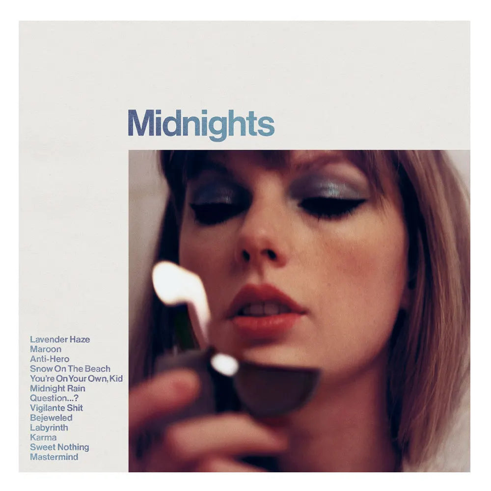 Crosley Record Storage Crate & Taylor Swift Midnights Vinyl Album Bundle Moonstone Blue - Image 2