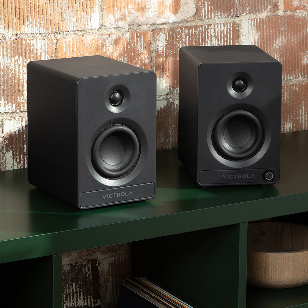 Victrola Tempo Bookshelf Speakers - Black - Image 2