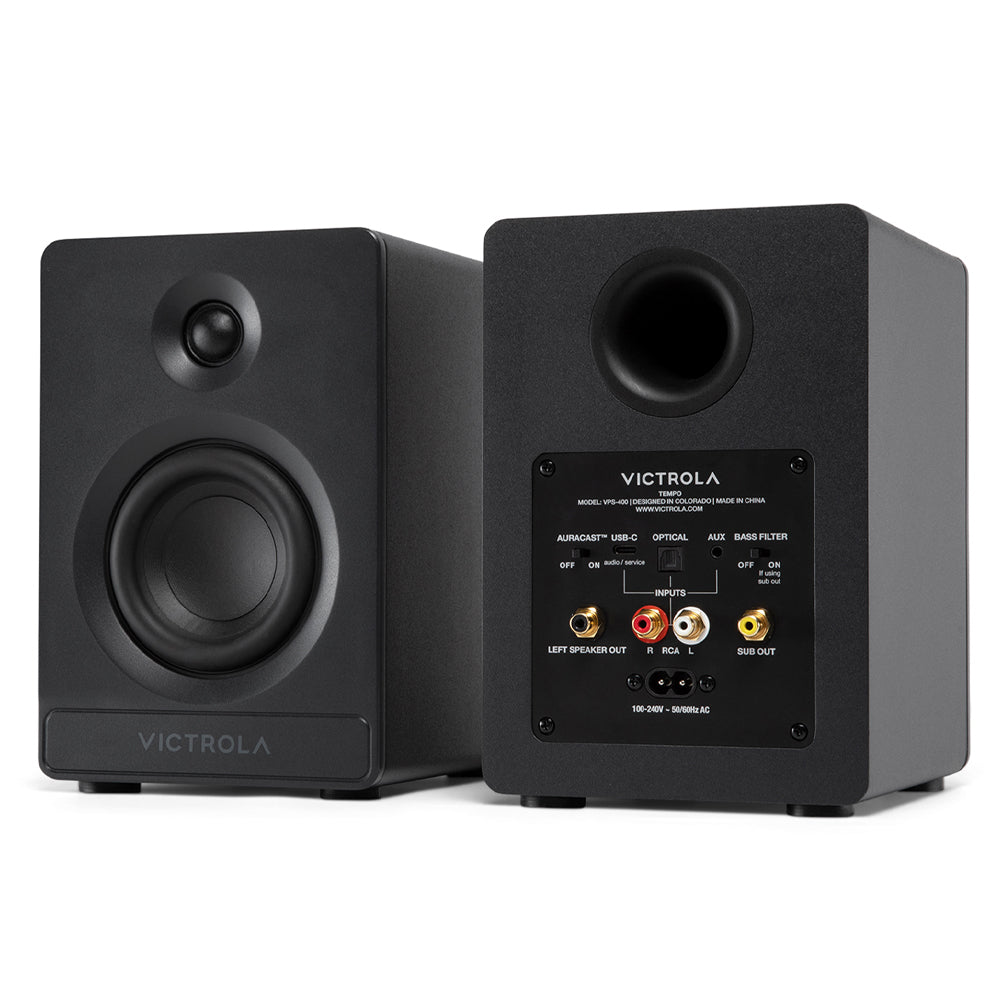 Victrola Tempo Bookshelf Speakers - Black - Image 5