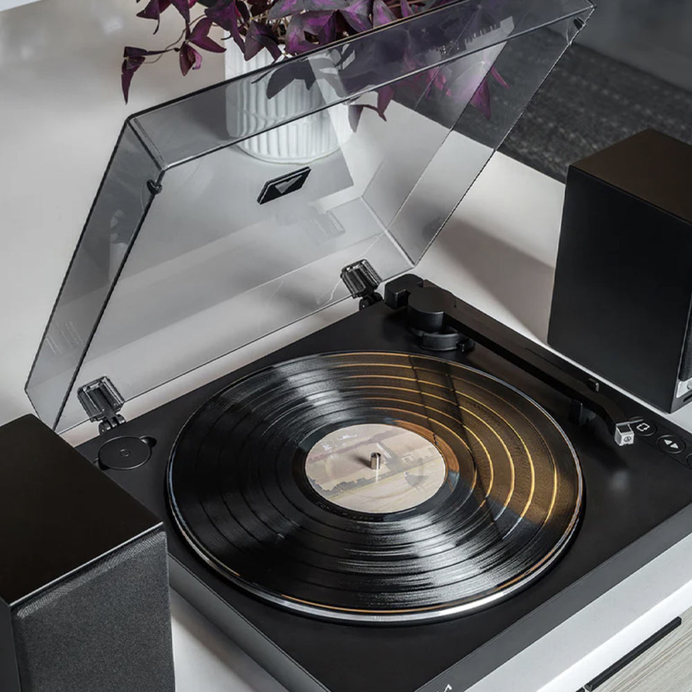 Victrola Automatic Turntable + Victrola Tempo Bookshelf Speakers Bundle - Black - Image 2