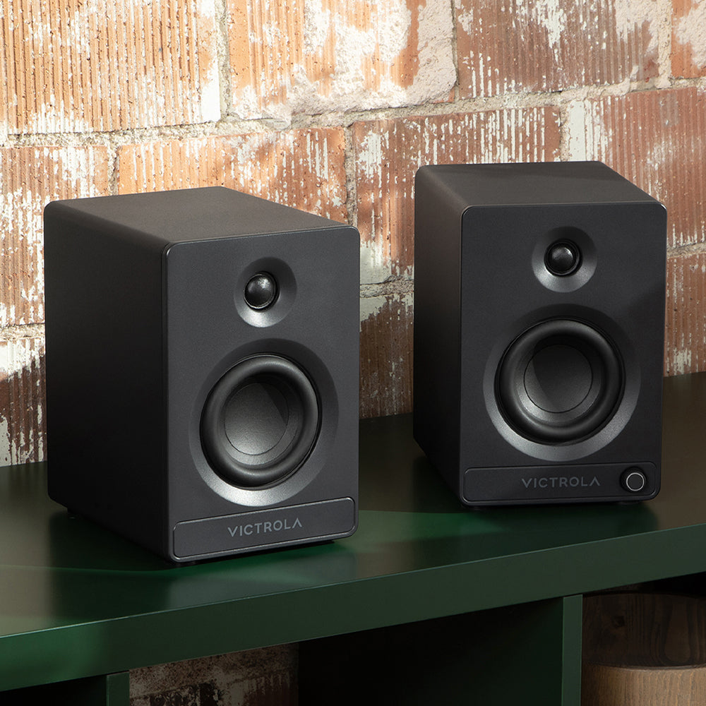 Victrola Automatic Turntable + Victrola Tempo Bookshelf Speakers Bundle - Black - Image 3