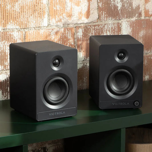Victrola Automatic Turntable + Victrola Tempo Bookshelf Speakers Bundle - Black - Image 3