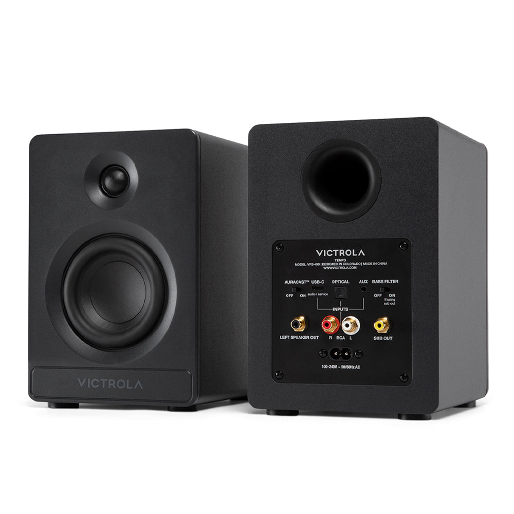 Victrola Automatic Turntable + Victrola Tempo Bookshelf Speakers Bundle - Black - Image 4