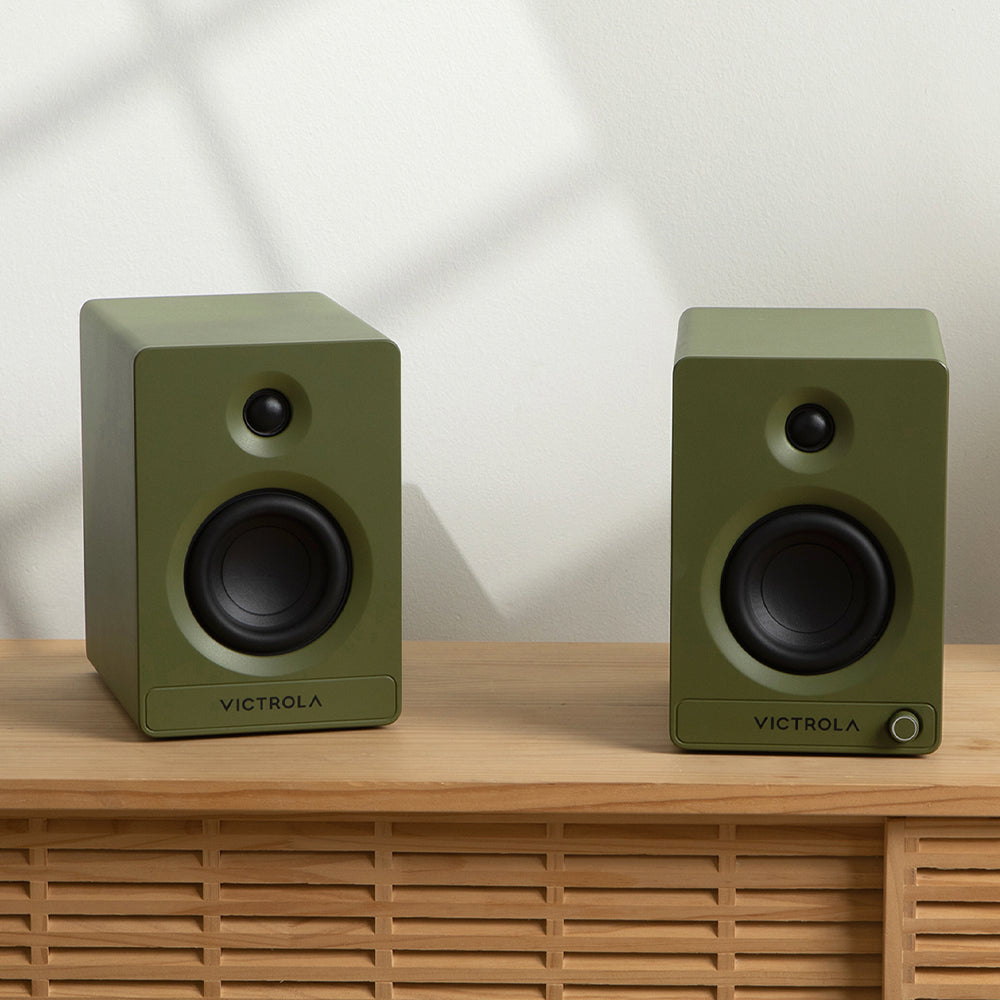 Victrola Automatic Turntable + Victrola Tempo Bookshelf Speakers Bundle - Green - Image 3