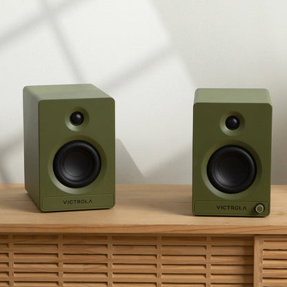Victrola Automatic Turntable + Victrola Tempo Bookshelf Speakers Bundle - Green - Image 3