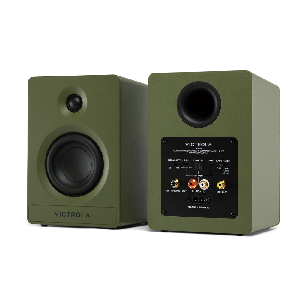 Victrola Automatic Turntable + Victrola Tempo Bookshelf Speakers Bundle - Green - Image 4