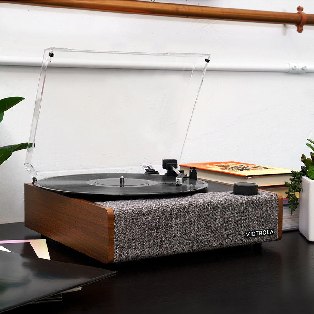 Victrola Eastwood II Turntable - Walnut + Bundled Crosley Record Storage Display Stand - Image 7