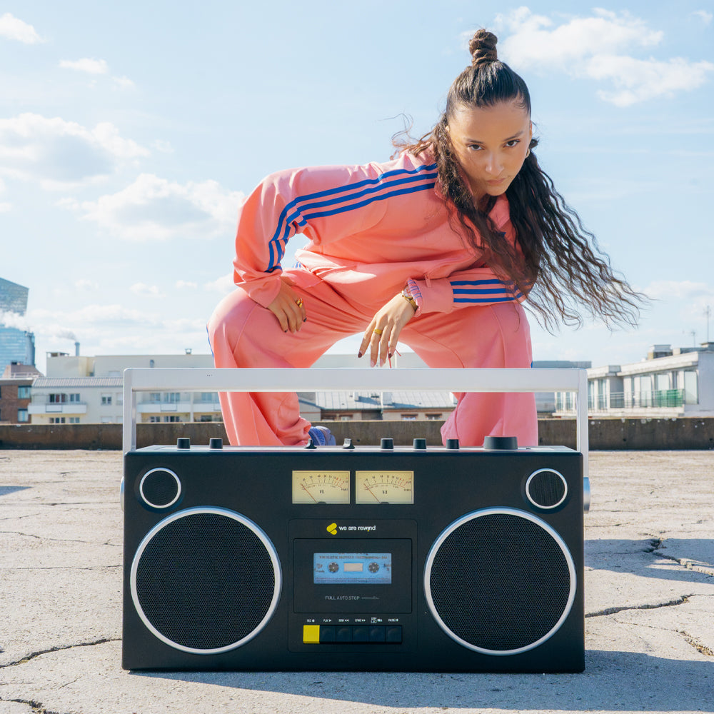 We Are Rewind Getto Blaster Cassette Player & Recorder - Curtis, Black - Image 2