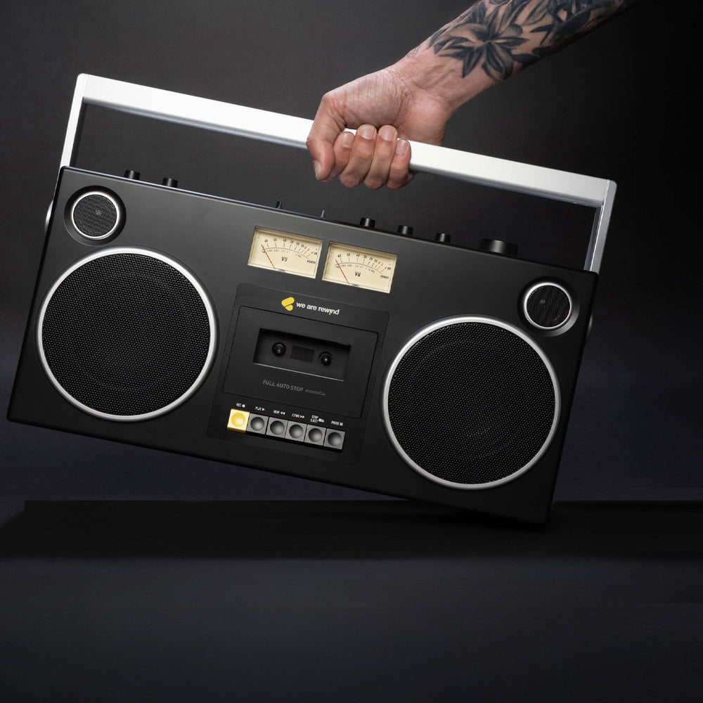 We Are Rewind Getto Blaster Cassette Player & Recorder - Curtis, Black - Image 6