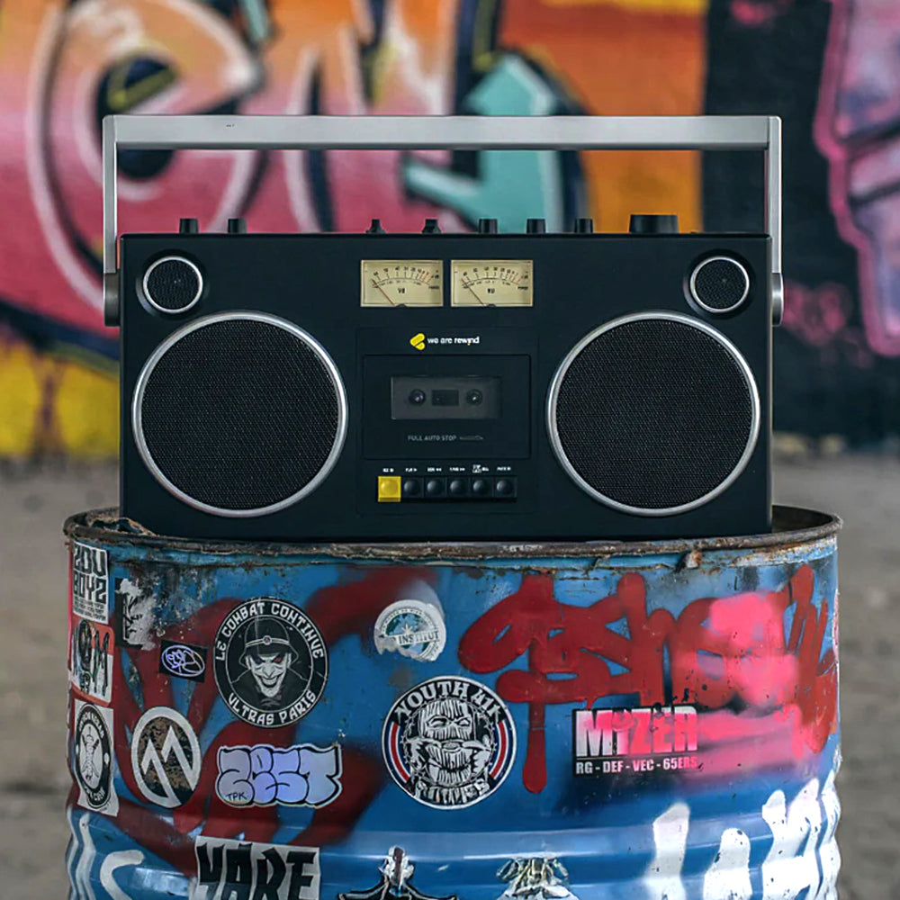 We Are Rewind Getto Blaster Cassette Player & Recorder - Curtis, Black - Image 7