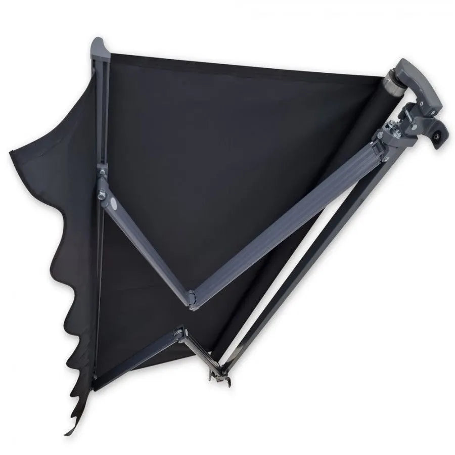 2.92m Black Fabric/Dark Grey Frame Manual Retractable Folding Arm Awning - Image 2