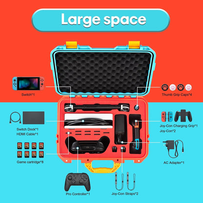 DEVASO Carrying Case for Nintendo Switch OLED Case, Professional Safe Hard-Red & Blue - Image 4