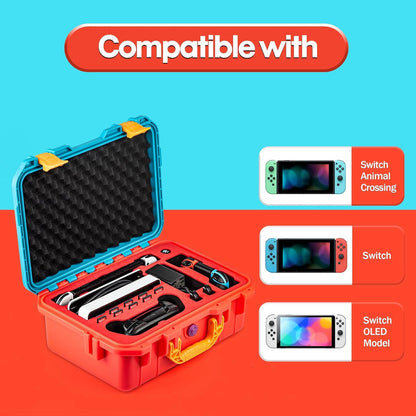 DEVASO Carrying Case for Nintendo Switch OLED Case, Professional Safe Hard-Red & Blue - Image 5