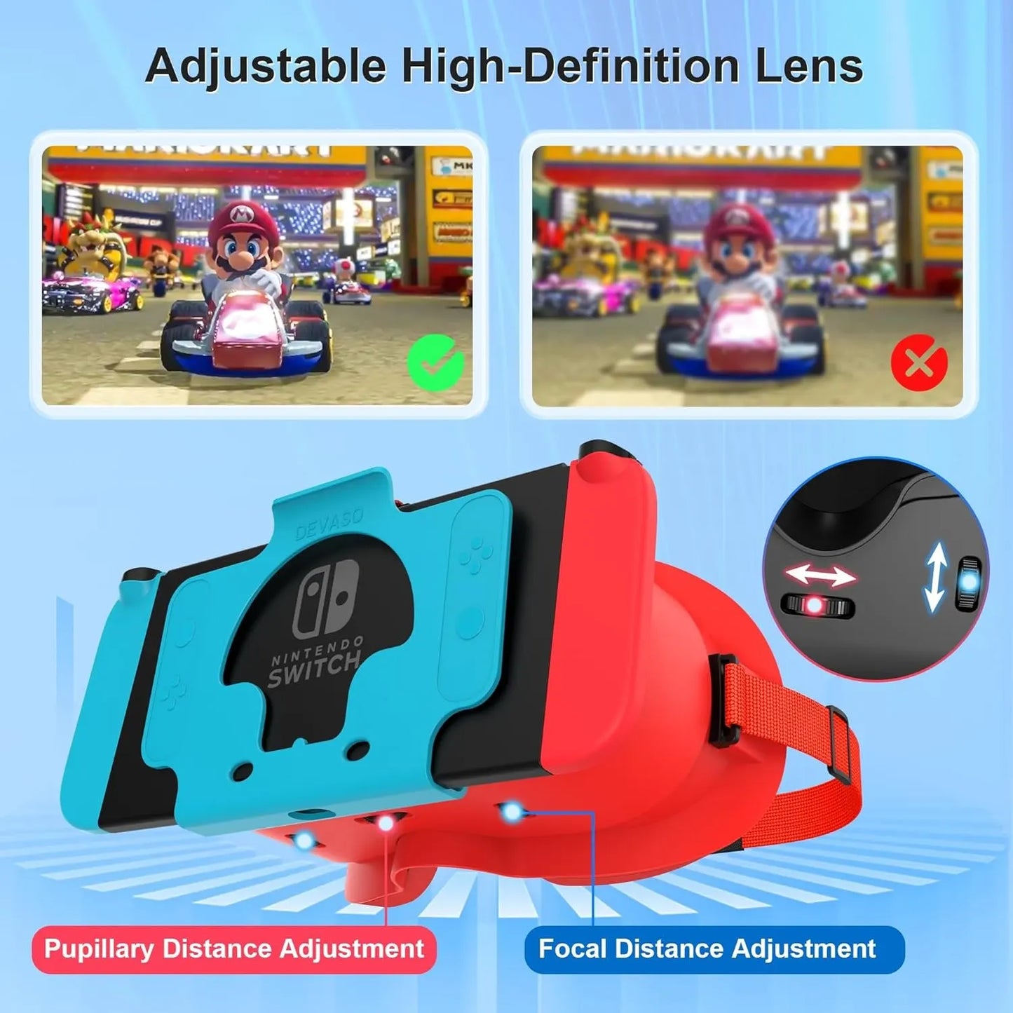 DEVASO VR Headset for Nintendo Switch Orange&Blue - Image 2