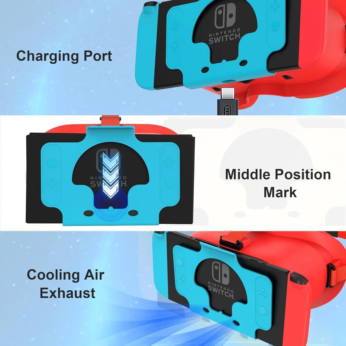 DEVASO VR Headset for Nintendo Switch Orange&Blue - Image 5
