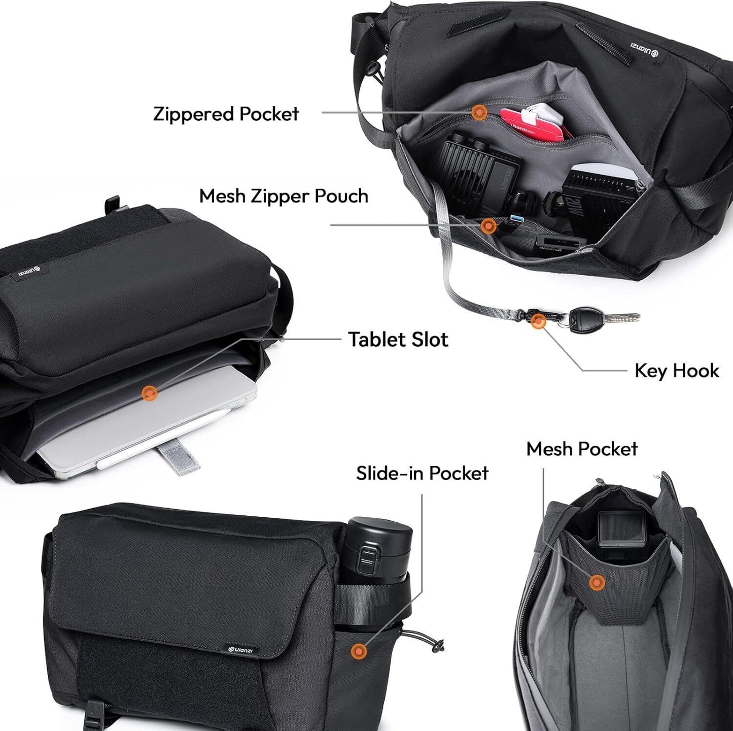 ULANZI BP11 8L Camera Sling Bag with Tripod Holder for Men Women, Lightweight Splash-proof DSLR/Mirrorless Anti-Theft Crossbody Bag for Travel Hiking Photography Customizable Front Pocket Camera Bag

 - Image 3