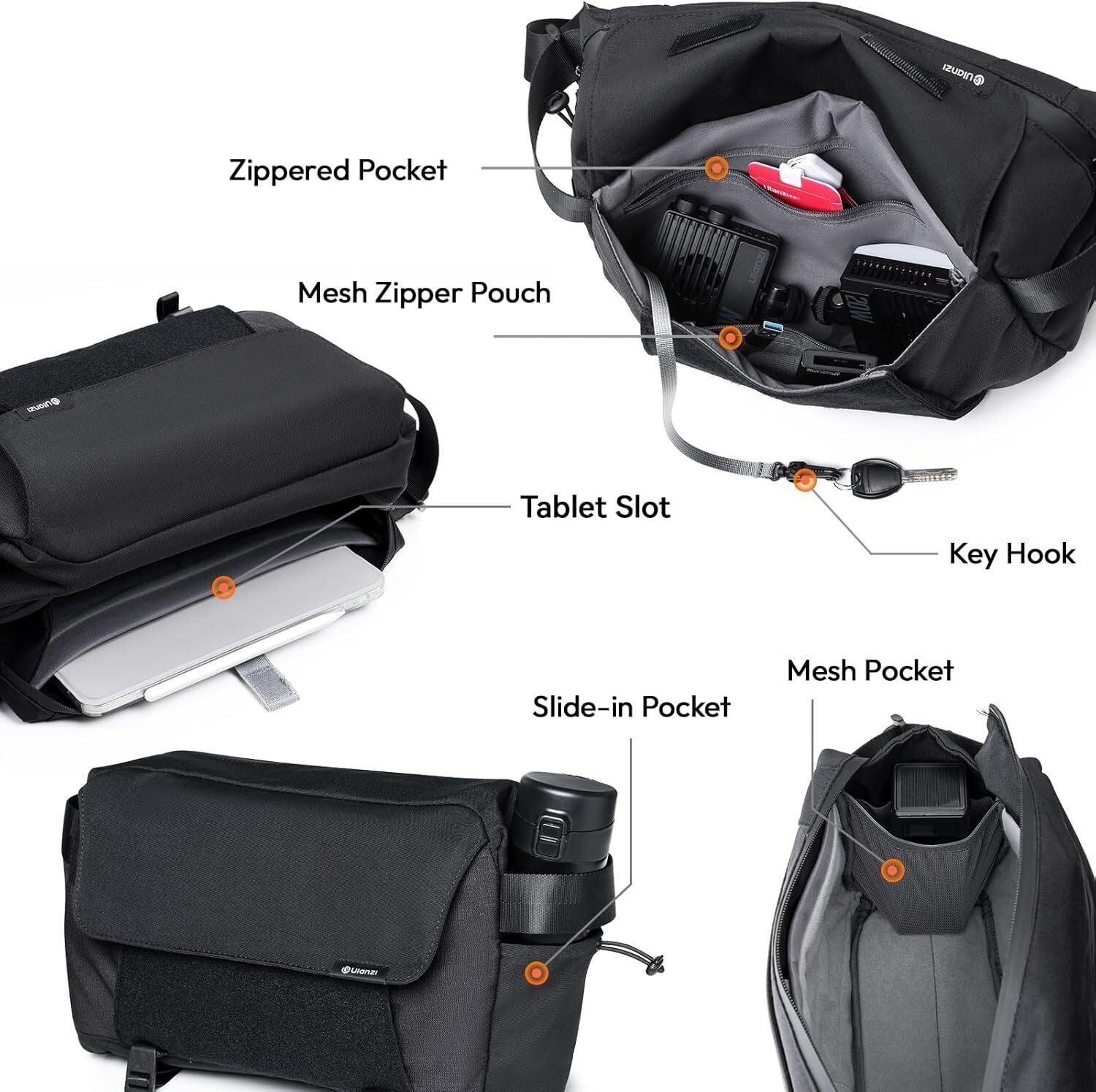 ULANZI BP11 8L Camera Sling Bag with Tripod Holder for Men Women, Lightweight Splash-proof DSLR/Mirrorless Anti-Theft Crossbody Bag for Travel Hiking Photography Customizable Front Pocket Camera Bag

 - Image 3