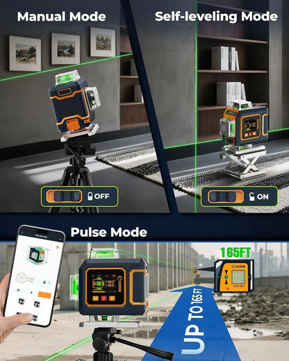 CIGMAN 16 Lines Green Laser Level 4×360° Self Leveling, Side LCD, CMS04 - Image 3