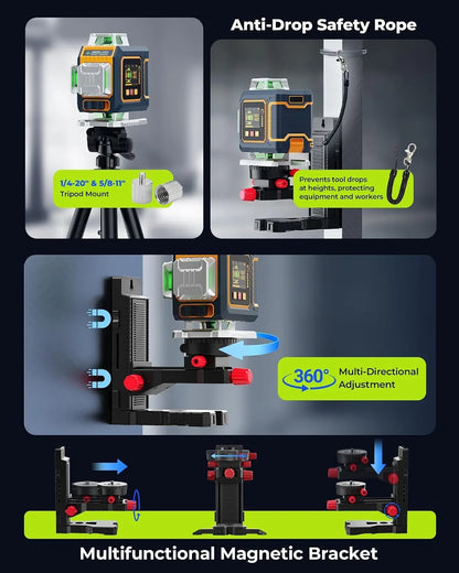 CIGMAN 16 Lines Green Laser Level 4×360° Self Leveling, Side LCD, CMS04 - Image 4