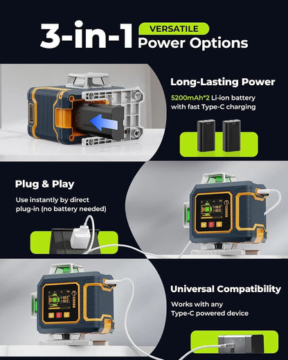 CIGMAN 16 Lines Green Laser Level 4×360° Self Leveling, Side LCD, CMS04 - Image 5