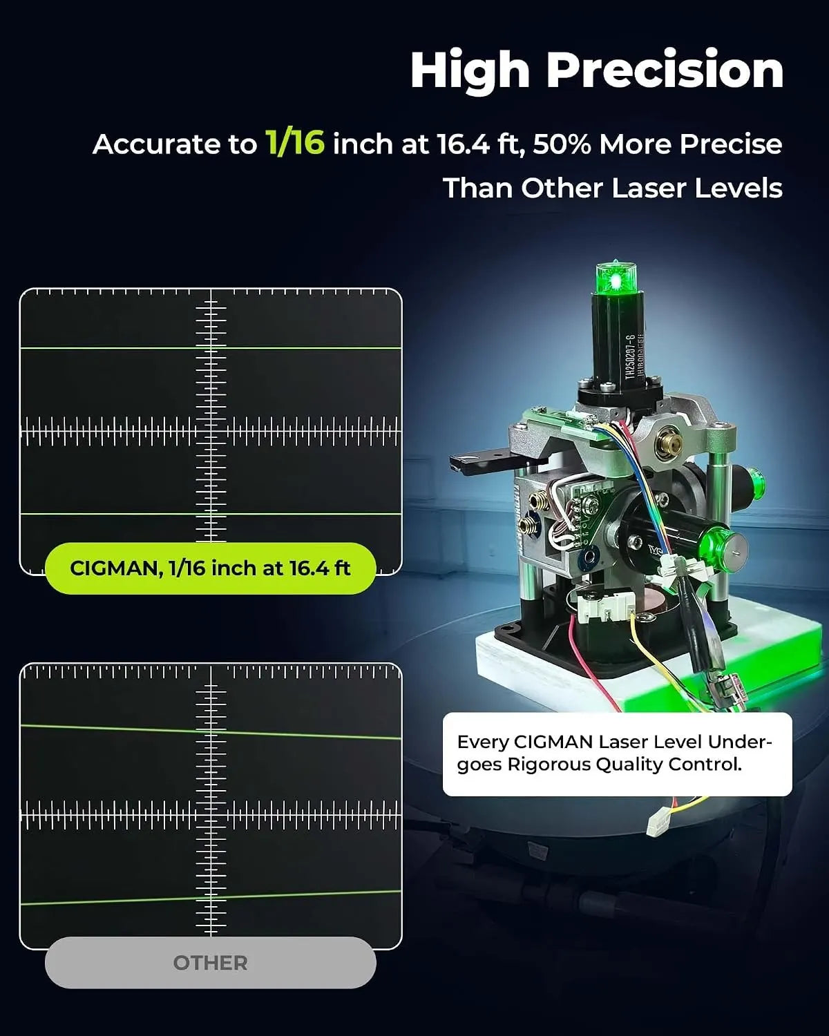 CIGMAN 16 Lines Green Laser Level 4×360° Self Leveling, Side LCD, CMS04 - Image 7