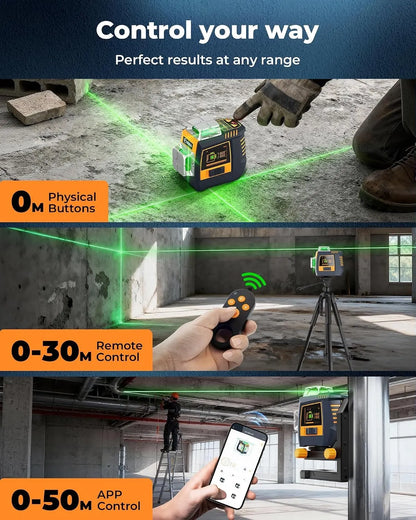 CIGMAN Gesture Control Laser Level with Side Screen Display, 3×360° Green CMS05 - Image 6
