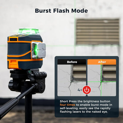 CIGMAN Laser Level CM-801 Laser Level Self Leveling 3x360°3D Green Cross Line for Decoration and Picture Hanging with Two Rechargeable Batteries, Remote Controller and Magnetic L-Shaped Bracket - Image 3