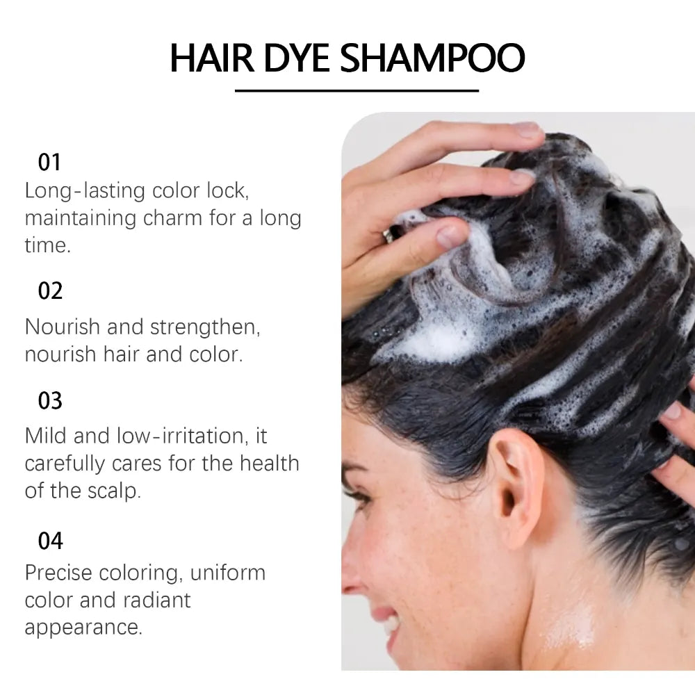 EELHOE Black Hair Dye Shampoo, Herbal Essence, Plant Extract, Moisturizing And Nourishing, Home Scalp Cleaning And Hair Care Shampoo - Image 2