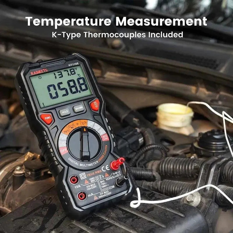 KAIWEETS HT118E Digital Multimeter TRMS 20000 Counts with Higher Resolution Auto-Ranging Voltmeter Accurately Measures Voltage Current Resistance Diodes Continuity Duty-Cycle Capacitance Temperature HT118E - Image 4