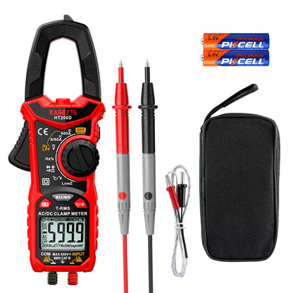 KAIWEETS HT206D Digital Clamp Meter T-RMS 6000 Counts, Multimeter Voltage Tester Auto-ranging, Measures Current Voltage Temperature Capacitance Resistance Diodes Continuity Duty-Cycle (AC/DC Current) - Image 6